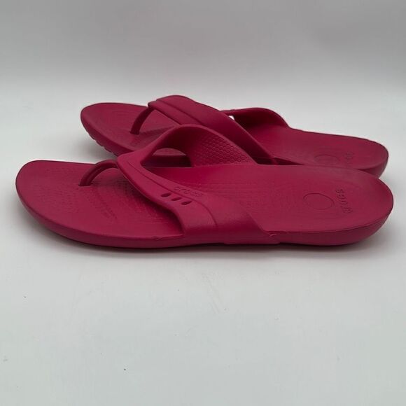 Crocs Pink Girl Flip‎ Flops Fully Pink Size W7 Great condition - Picture 3 of 5